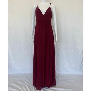 Ina Chiffon A-Line Gown- Burgundy